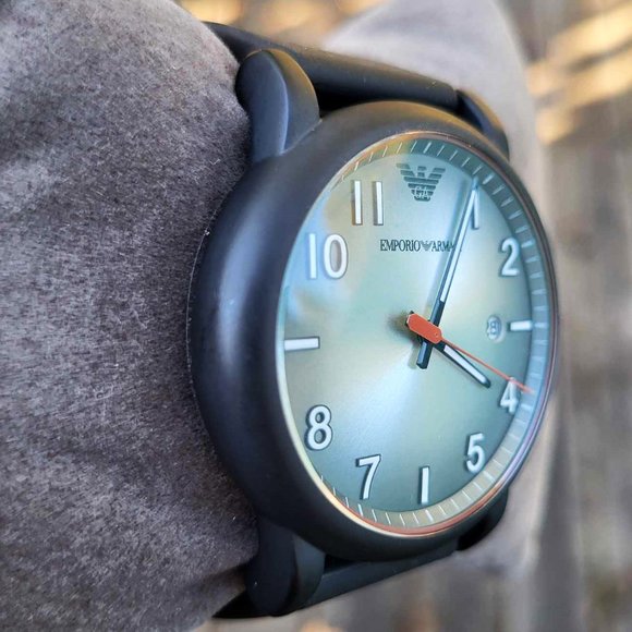 New EMPORIO ARMANI AR11176 Date Black Silicone Men Quartz Watch No Box A… - Picture 8 of 9